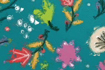 Oil painting and various flowers, the beauty of Paisley chrysanthemums