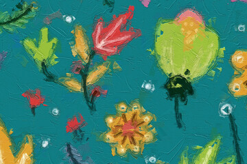 Oil painting and various flowers, the beauty of Paisley chrysanthemums
