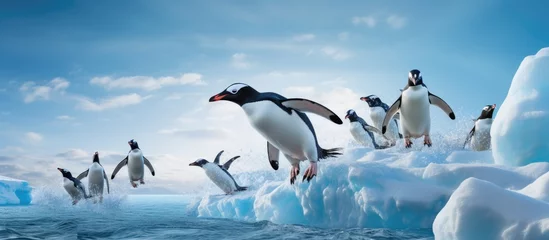 Outdoor-Kissen During the summer vacation I had a happy and relaxing travel experience watching the cute Gentoo penguins splash and play in the icy waters of the ocean surrounded by the breathtaking nature © TheWaterMeloonProjec