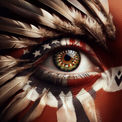 Native american eye close up macro iris, american indians