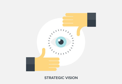 Abstract flat vector illustration of strategic vision concepts.