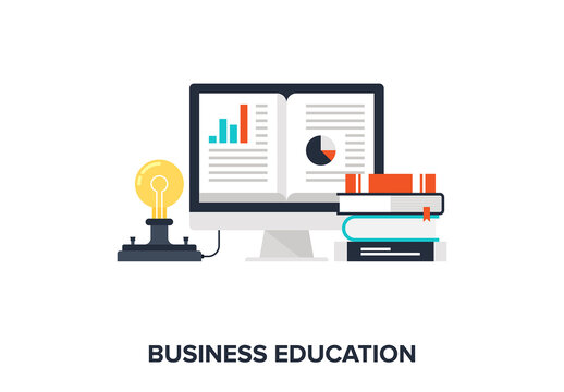 Abstract flat vector illustration of business education concept. Elements for mobile and web applications.