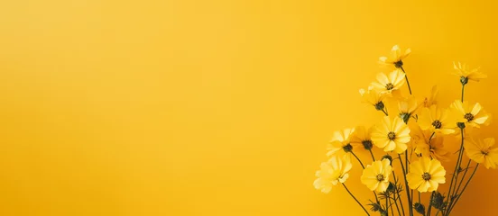 Foto op Canvas illustration of yellow flowers on yellow background. Created with Generative AI © agrus_aiart