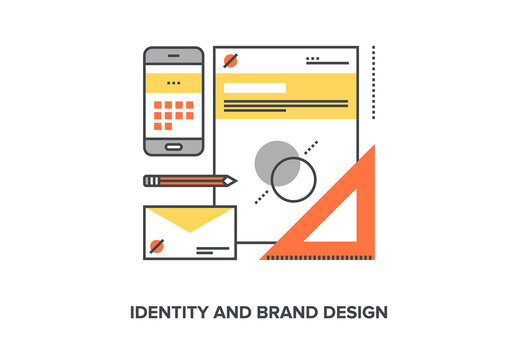 Vector illustration of identity and brand design flat line design concept.