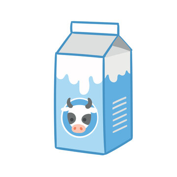 Milk carton isolated in cartoon style. Vector illustration milk box , farm products isolated.