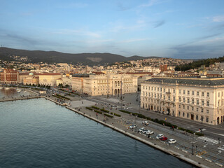 Fototapeta premium Trieste seafront with the Piazza Unità d'Italia in the center, Friuli Venezia Giulia, northeast Italy