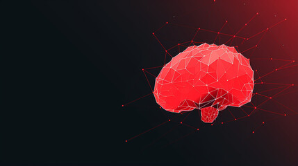 Low poly brain on a plain background with copy space