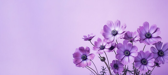 illustration of violet flowers on violet background. Created with Generative AI