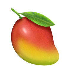 Summer fruits for healthy lifestyle. Mango, whole fruit with leaf .

