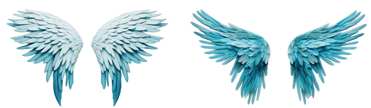 Blue Angel Wings Isolated On Transparent Background.blue Wings.
