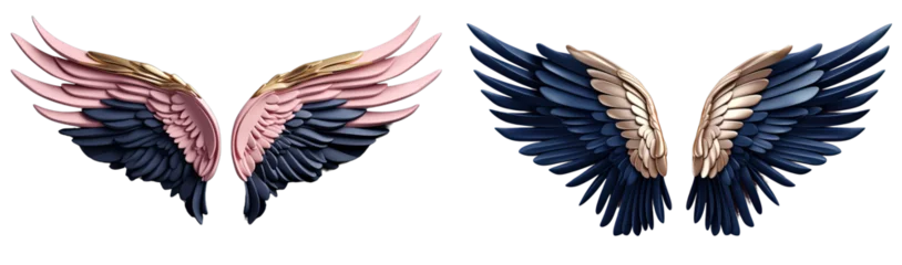 Fotobehang blue and gold angel wings isolated on transparent background.blue and gold wings.  © png-jpeg-vector