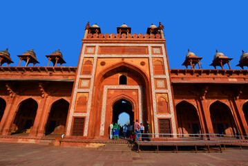 Fatehpur Sikri is a town in the Agra District of Uttar Pradesh, India.  Fatehpur Sikri itself was founded as the capital of Mughal Empire in 1571 by Emperor Akbar