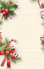 Fototapeta na wymiar Christmas greeting card with ribbon