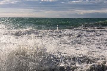 breaking wave in adriatic  stormy sea