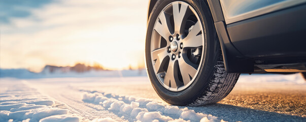 Detail of the winter car pneumatic SUV.