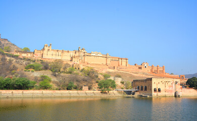 Fototapeta na wymiar Amber fort were founded by ruler Alan Singh Chanda of Chanda dynasty of Meenas