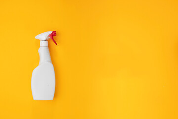 White plastic spray bottle for aerosol sanitizer with pump handle. Sprayer Jet, mist, foam, stream