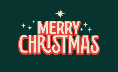 Merry Christmas lettering. Vector typography design. Greeting card.