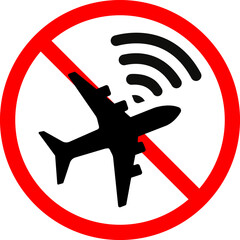 Vector illustration of airplane and wifi ban on transparent background