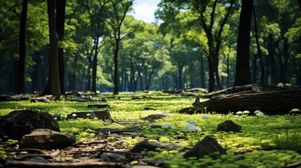 _forest_green_tall_trees_sun rise UHD Wallpaper