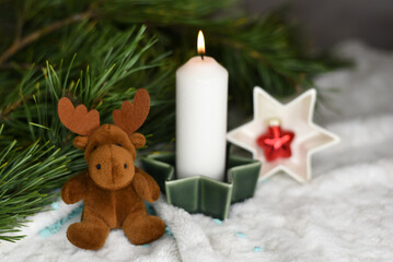 Christmas candle on the table