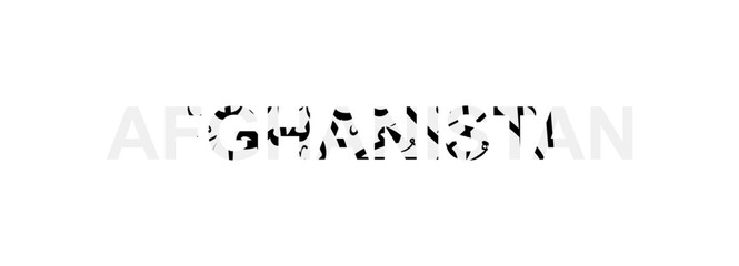 Letters Afghanistan in the style of the country flag. Afghanistan word in national flag style.