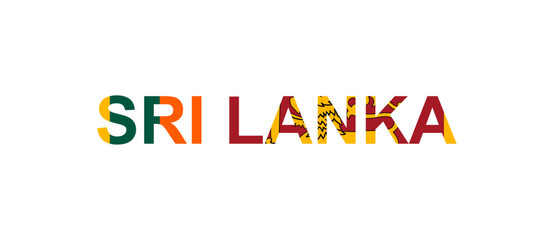 Letters Sri Lanka in the style of the country flag. Sri Lanka word in national flag style.