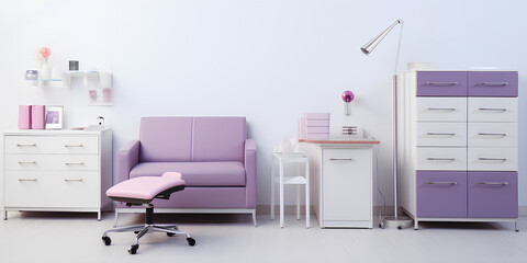 Medical office purple furniture - AI