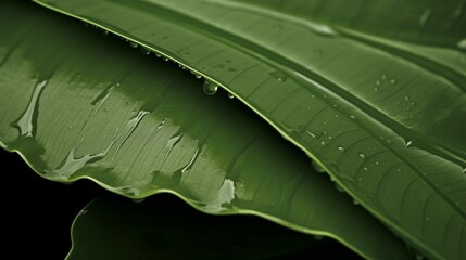 Green Tropical Leaves closeup photorealistic illustrations. Lush, Exotic, Foliage, Jungle, Flora