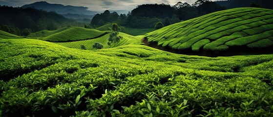 making green tea. plantation