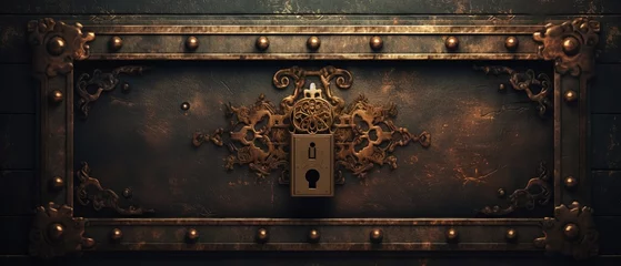 Deurstickers The master key hole. Security, vault, safe keeping concept. keyhole of old door or chest © DZMITRY