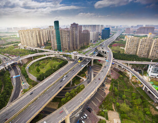 Fototapeta na wymiar Aerial photography bird-eye view of City viaduct bridge road streetscape landscape