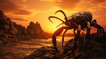 Scorpion at sunset (Scorpionida) photography ::10 , 8k, 8k render ::3
