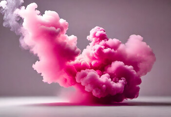 pink thick smoke on Blanck background in minimal style  