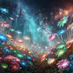 Obraz na płótnie Canvas Magic Fantasy flowers forest 