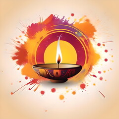 Diwali Diya with colorful background on Diwali