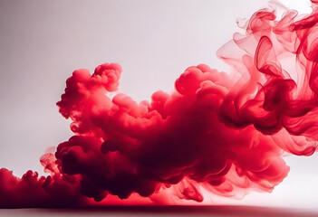 red thick smoke on Blanck background in minimal style  