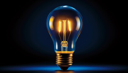 Glowing light bulb symbolizing electricity conservation and energy saving on dark background
