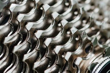 New bicycle chain, full frame, macro photo, details