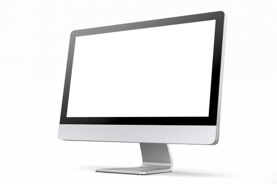High quality realistic computer display desktop isolated on white background. Monitor mockup.