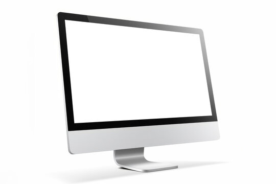 High quality realistic computer display desktop isolated on white background. Monitor mockup.