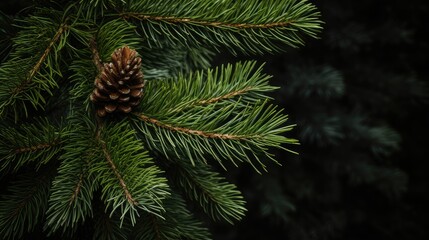 a green coniferous cedar branch against the lush background of a vibrant green forest, the intricate details of the cedar needles and bark to showcase the natural beauty of the scene.