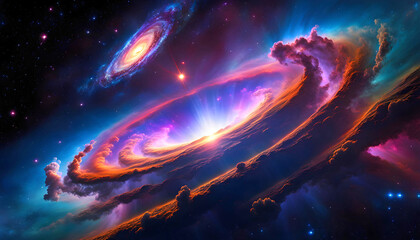 Fototapeta premium Colorful space galaxy, cloudy nebula. Starry night space. universe, astronomy,