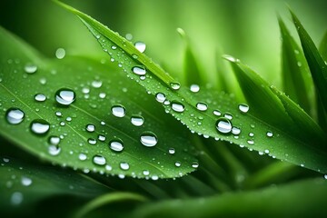 grass leaf with water drops