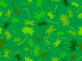 Fototapeta premium Seamless pattern with green palm trees. Summer time, wallpaper with tropical palm trees pattern. Design for printing t-shirts, banners and promotional items. Vector illustration