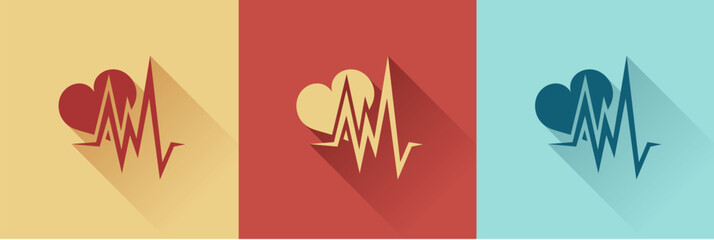 Heart pulsating icon, Flat style, Vector template design emblem logo, Business technology universal idea, Vector illustration