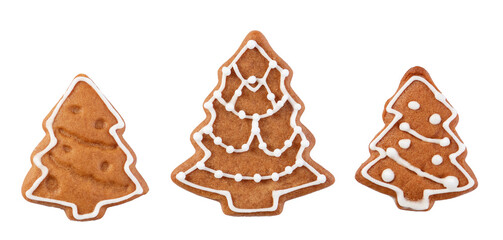 Gingerbread christmas trees isolated on white background