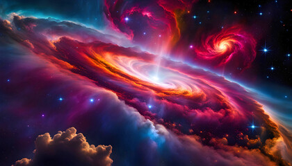 Colorful space galaxy, cloudy nebula. Starry night space. universe, astronomy,