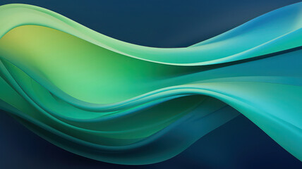 Green flowing forms on blue