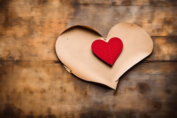 heart on wooden background generated by AI technology